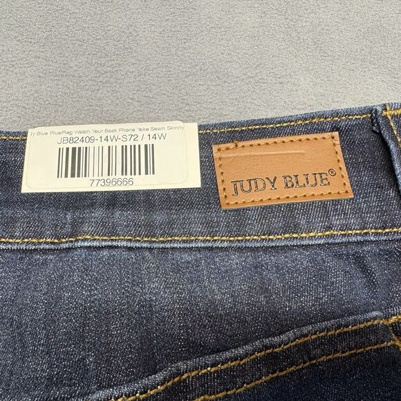 NEW Judy Blue Jeans Size 14W High Waist Skinny Fit Back Yoke Seam Stretch Blue - Picture 12 of 12